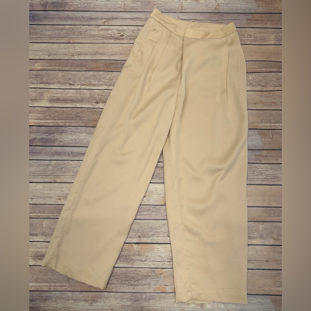 DKNY satin pleated trousers champagne gold size 4P